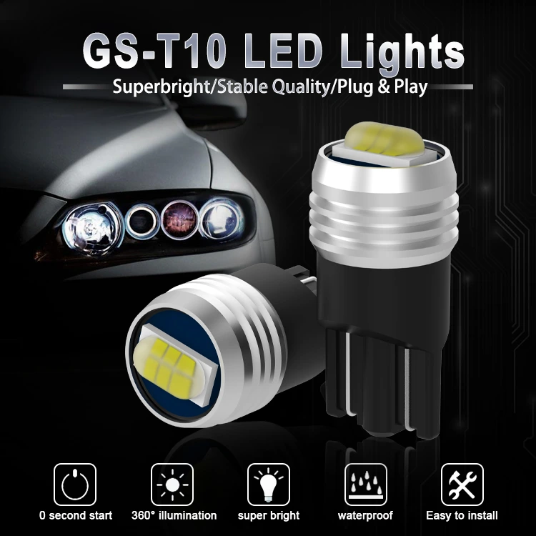 LEDBeam GS Series T10 600Lm 7035 Chip 6500k Car Bike Parking Licence Plate  LED Bulb (12V,2.4W/2Bulbs)