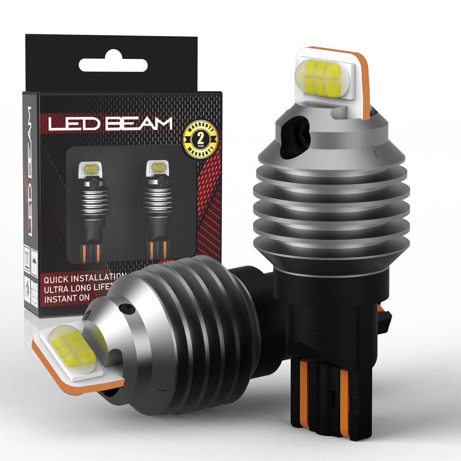 LEDBeam GS Series T15 3000Lm 7035 Chip 6500K Car Bike Reverse White LED  Bulb (12V,18W/2Bulbs)